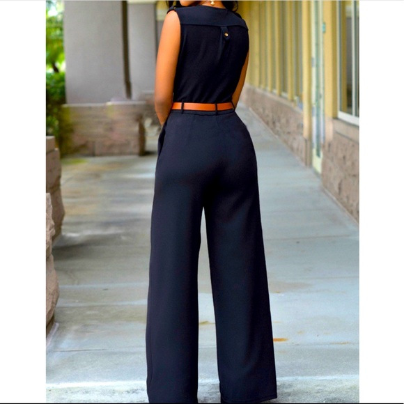 Wide-Leg Black Jumpsuit - Picture 2 of 5